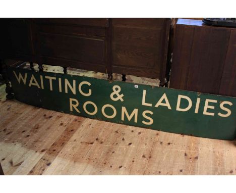 Vintage enamel sign, Waiting and Ladies Rooms, 244cm long