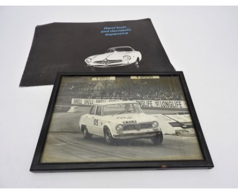 ALFA-ROMEO GIULIA 1600 SS BROCHURE AND FRAMED GIULIA TI PHOTOGRAPH  "For the man who has everything, here is the car to keep 