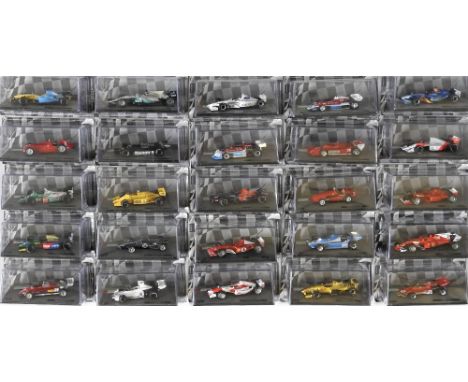 FORMULA 1, THE CAR COLLECTION, COMPRISING 104 FORMULA 1 PANINI MODEL CARS  In bubble packs and displayed on perspex wall shel
