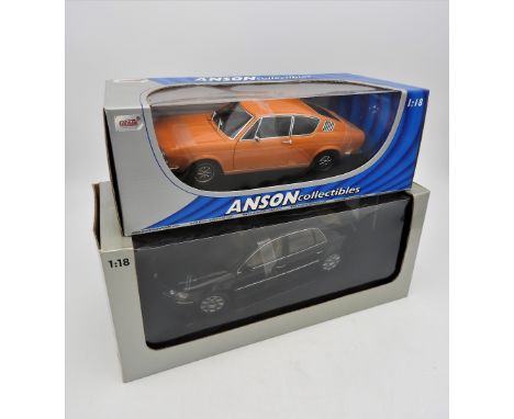 1:18 AUDI COUPE AND PHAETON MODELS  Audi 100 Coupe S 1:18 scale diecast model in orange, by Anson Collectibles, boxed and in 