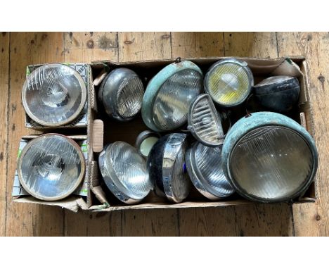 TWELVE PERIOD CARELLO AND MARSHAL HEADLIGHTS FOR FERRARI, ALFA-ROMEO AND OTHERS  This Lot of used headlamp items, includes:  