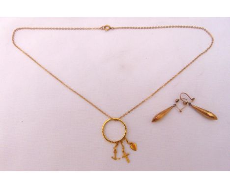 A quantity of 9ct gold jewellery to include a ring, a chain and a pair of earrings, approx total weight 5.5g