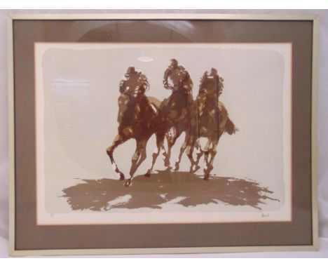 Peter Howell framed and glazed limited edition polychromatic print titled The Last Furlong, 103/200, signed bottom right, 51 