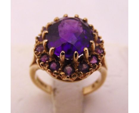 9ct yellow gold and amethyst dress ring, approx total weight 5.8g