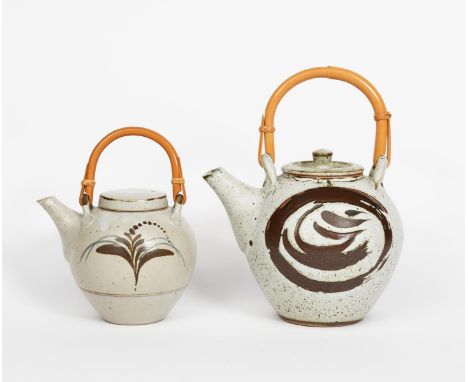 ‡David Leach OBE (1911-2005) a Lowerdown Pottery teapot and cover, painted in tenmoku and manganese with a simple fern spray,