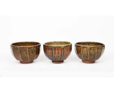 Richard Batterham (1936-2021) a cut-sided stoneware bowl, decorated to the exterior with a tenmoku glaze, the interior ash, a