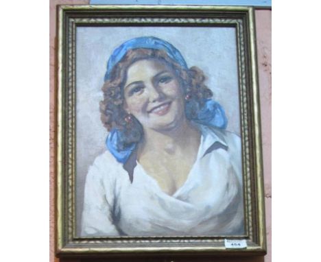 Italian school signed E Frattini, portrait of a smiling young country girl, oils on canvas. Framed. (B.P. 24% incl. VAT)