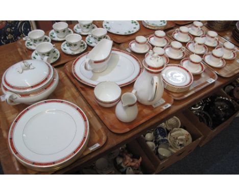 Four trays of Royal Worcester fine bone china Beaufort coffee and dinner ware items comprising coffee cans and saucers, milk 