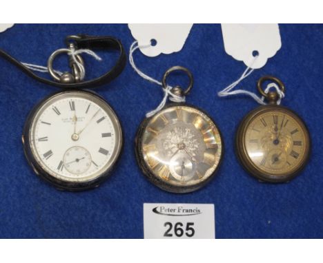 Silver gentleman's pocket watch, Chester hallmarked, the face marked Kay & Company Worcester, together with silver pocket wat