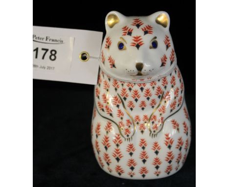 Royal Crown Derby bone china paperweight in the form of a Chipmunk with gold stopper.(B.P. 24% incl. VAT)