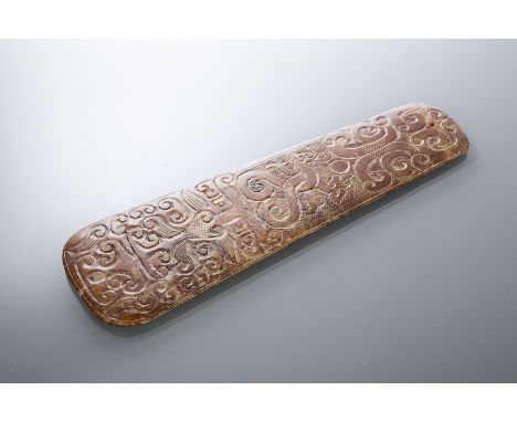 CHINESE HARDSTONE CEREMONIAL AXE HEAD
in an ancient style, 28.5cm long