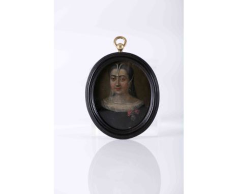 Portrait of LadyPortrait of Lady, miniature on copper, ebony frame, Portuguese, 17th C., small restoration, minor faults on t