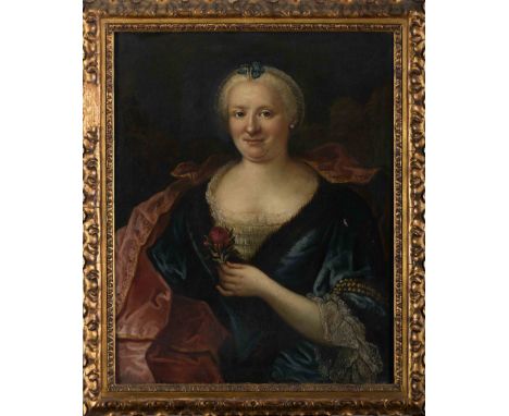 Portrait of a ladyPortrait of a lady, oil on canvas, French school, 18th C., small hole with fault on the pictorial layer, Di