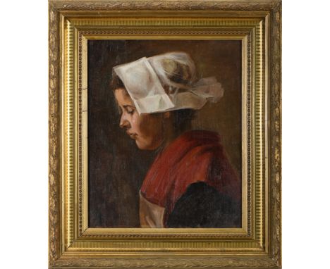 SOFIA MARTINS DE SOUSA - 1870-1960 Portrait of a girl wearing a bonnetSOFIA MARTINS DE SOUSA - 1870-1960, Portrait of a girl 