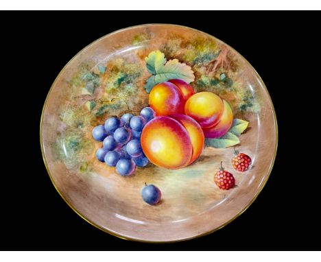 Royal Worcester fruit painted plate by J. Cook, 23cm diameter.