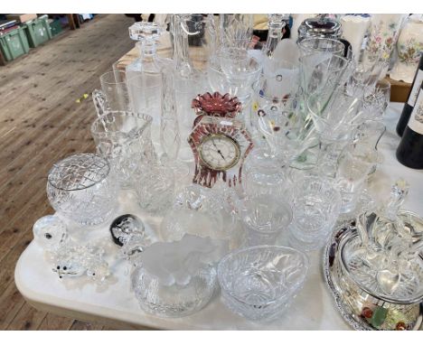Collection of glass and crystal including Waterford, Swarovski, Caithness paperweights, etc.