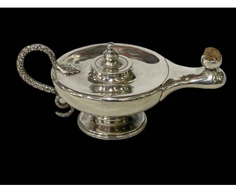 Edwardian silver novelty 'Aladdin's Lamp' cigar lighter, Birmingham 1905, 12cm across.
