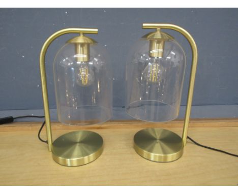 Pair of table lamps with glass dome shades and Edison light bulbs&nbsp;