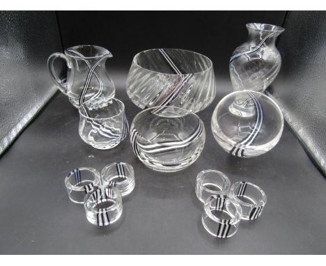 Caithness crystal fruit bowls (largest has crack and chip) jug, vases and napkin rings