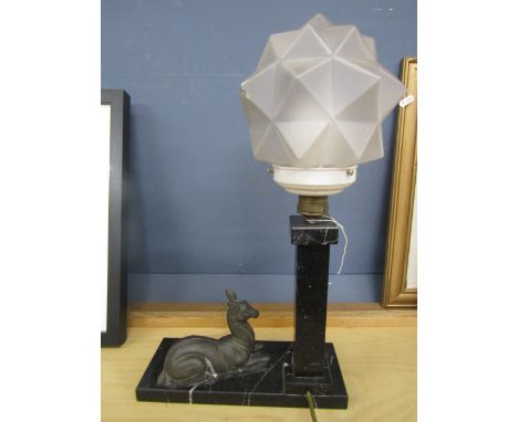 1930s art deco lamp- needs re wiring  damage to shade