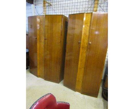 Golden Key art deco style bedroom suite- ladies and gents wardrobes and a dressing table with mirror Burr walnut veneer detai