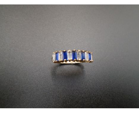 A 9ct gold 3g hallmarked ring with blue and white stones size K, 3g gross weight.