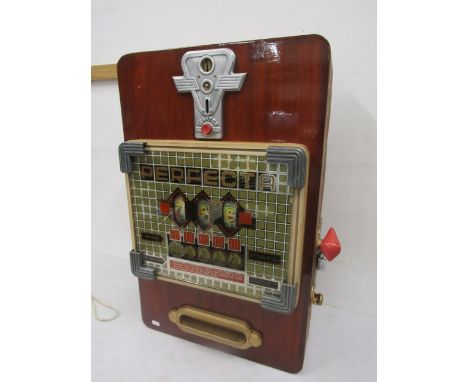 1960s German fruit machine 'Perfecta'  Not in full working order, when the arm is pulled it spins 2 out of 3 times.   