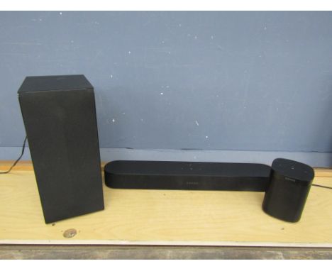 Sonos One speaker, Sonos Beam soundbar and LG wireless subwoofer, all from a house clearance&nbsp;