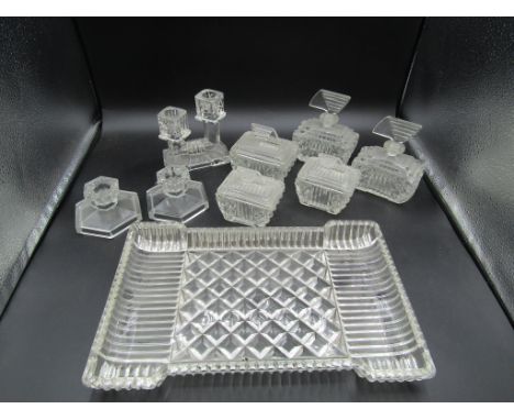 Art Deco glass dressing table set and other glassware&nbsp;