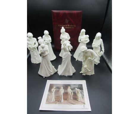 8 Royal Worcester (Compton &amp; Woodhouse) blanc de blanc figurines sculpted by Glenis Devereux and Maureen Halson all celeb