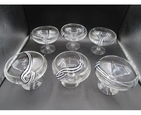 Caithness Crystal set 6 footed fruit bowls 16cm dia