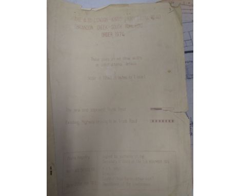 Original plans of the&nbsp; A10 London- Kings Lynn trunk road printed 1974