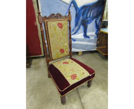 Upholstered mahogany chair with tapestry seat and back panel&nbsp;