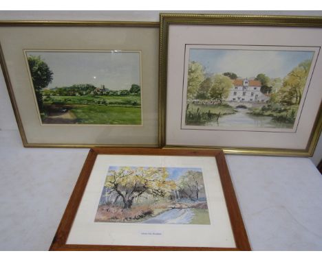 3 local watercolours- Fitzgerald Carter 'Autumn Oak, Shouldham', Austin R Pearce 'Elsing Mill, Norfolk', Norna Johnston 'Wive