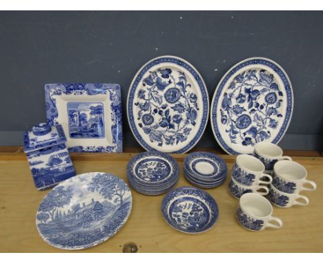 Blue and white china to include Spode and Rington's Tea Merchants etc&nbsp;