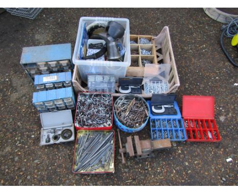 Screws, nails, drill bits, bench vice and 2 micrometers etc&nbsp;