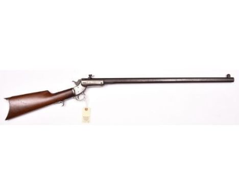 A .32” rimfire Stevens centre hammer tip down rifle,  number 10431, 40½” overall, heavy octagonal barrel 26” marked “J Steven