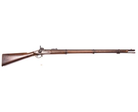 A .577” Volunteer 3 band Enfield percussion rifle by London Armoury Co, barrel 39” with London proofs and “L.A.C” stamp, the 