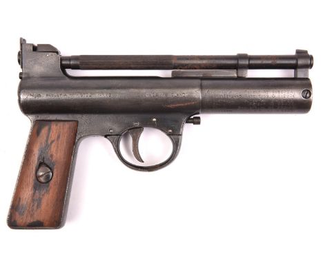 A pre war .177” Webley Mark I air pistol, number 23286 (1927), with full patents, no trigger adjuster locking screw, safety c