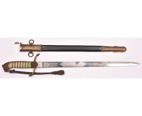 An 1879 pattern RN Midshipman’s presentation dirk,  blade 17½”, by J R Gaunt &amp; Sons, late Edward Thurkle, 53 Conduit St L