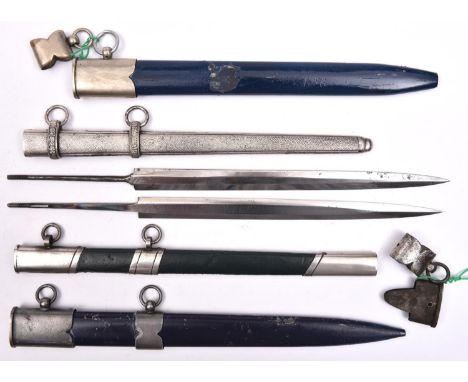 Two blades for Third Reich Army officer’s daggers, by Horster and Alcoso; a sheath for an Army officer’s dagger (no throat pi