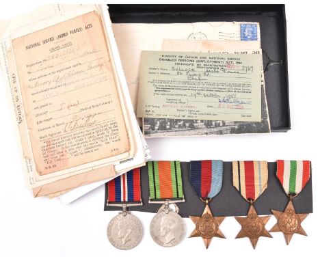 Five: 1939-45 star, Africa star, Italy star, Defence and War (un-named as issued) attributed to PO/X 115536 Mne L.T. Bullock 