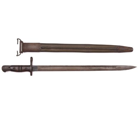 An American Model 1917 bayonet for the P14 rifle,  the blade with Winchester maker’s mark. QGC (the blade GC, the hilt and sc