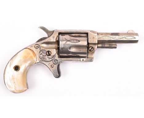 A 5 shot .32” rimfire single action revolver,  octagonal barrel 2¼” stamped “Red Jacket No 6”, bright nickel plated overall, 