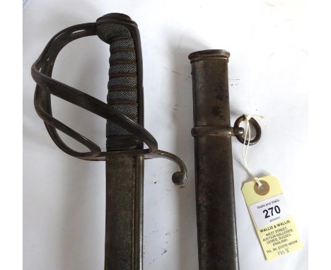 An 1821 pattern Cavalry trooper’s sword,  plain pipe back blade 35½”, with regulation pattern 3 bar steel hilt with wire boun