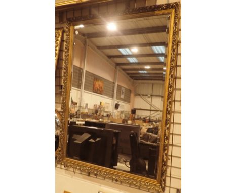Large gilt framed bevelled edge mirror 88 x 120 cm 