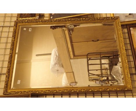 Large bevelled edge gilt framed mirror 90 x 120 cm
