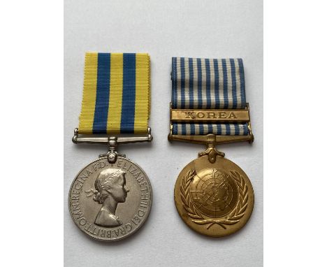 A KOREAN WAR PAIR TO THE ROYAL ARTILLERY. A Korean war medal, 'BRITT:OMN' type named to 22144999 GNR L. R. Vinter R.A. and U.