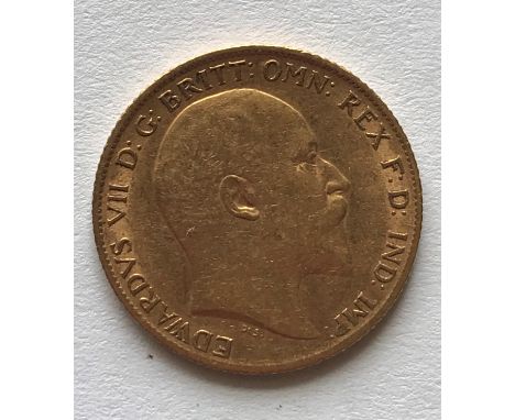 AN EDWARD VII HALF SOVEREIGN. An Edward VII half sovereign, bare head r, dated 1906.