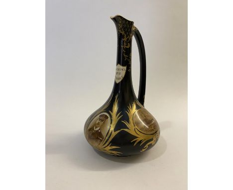 A SIR JOHN JELLICOE COMMEMORATIVE WATSON'S WHISKY JUG. A narrow necked ceramic jug with three roundel's of HMS Sydney, HMS Ne